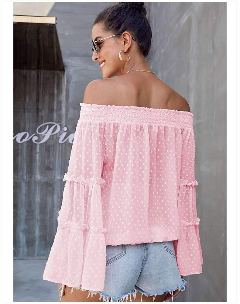 Fshion Loose Off shoulder Pure Mandarin sleeve T-Shirts