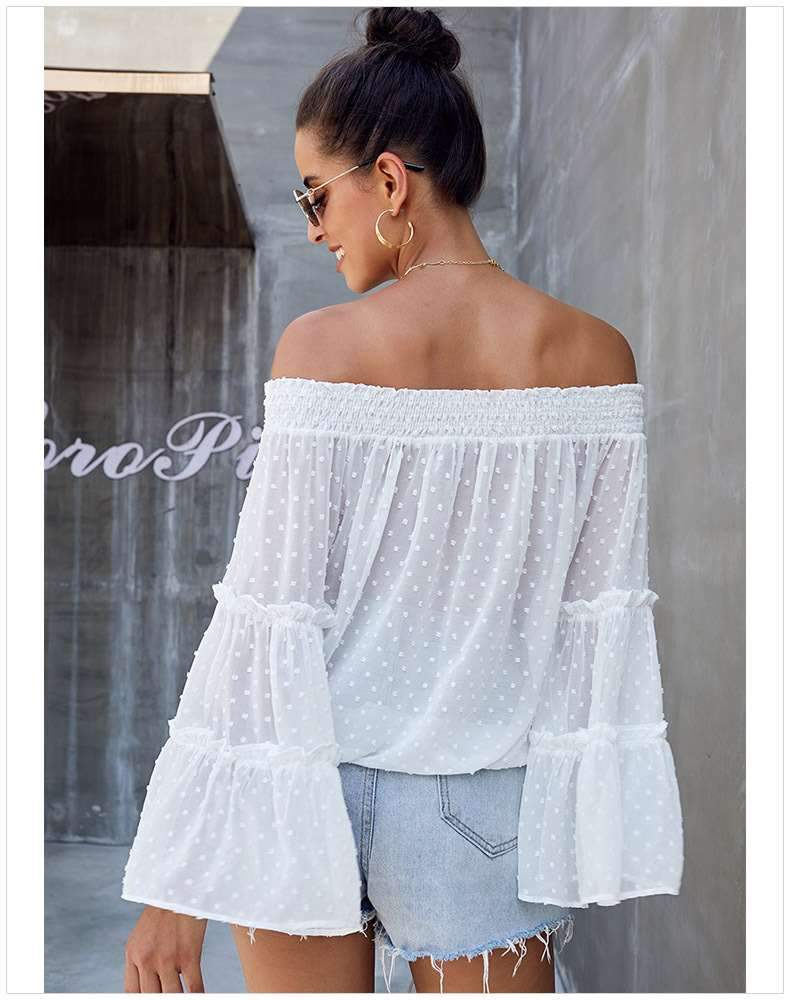 Fshion Loose Off shoulder Pure Mandarin sleeve T-Shirts