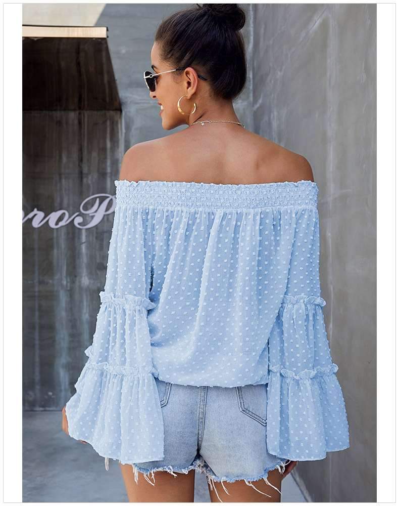 Fshion Loose Off shoulder Pure Mandarin sleeve T-Shirts