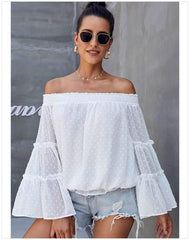 Fshion Loose Off shoulder Pure Mandarin sleeve T-Shirts