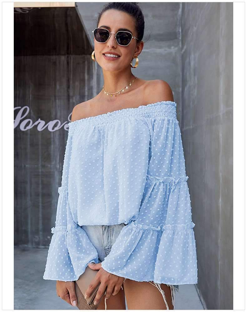 Fshion Loose Off shoulder Pure Mandarin sleeve T-Shirts