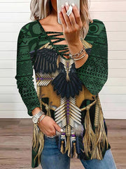 Tribal Vintage Shirts Csual T-shirts Tops