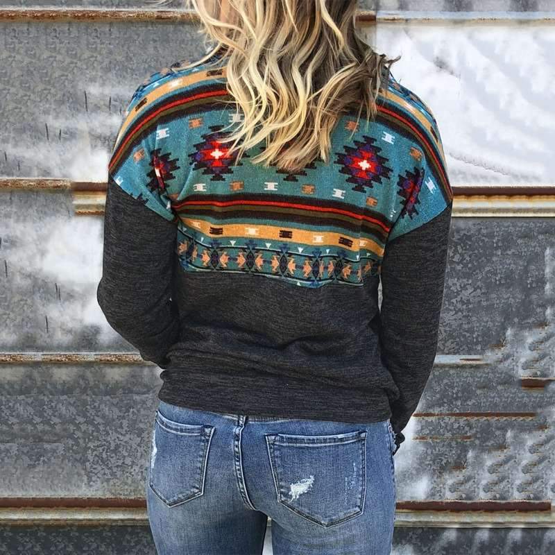 Floral Lapel Long sleeve Sweatshirts