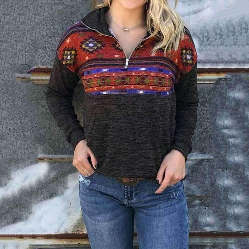 Floral Lapel Long sleeve Sweatshirts