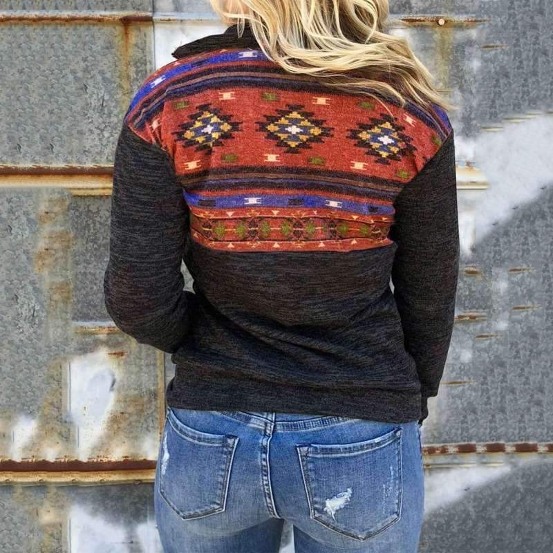 Floral Lapel Long sleeve Sweatshirts