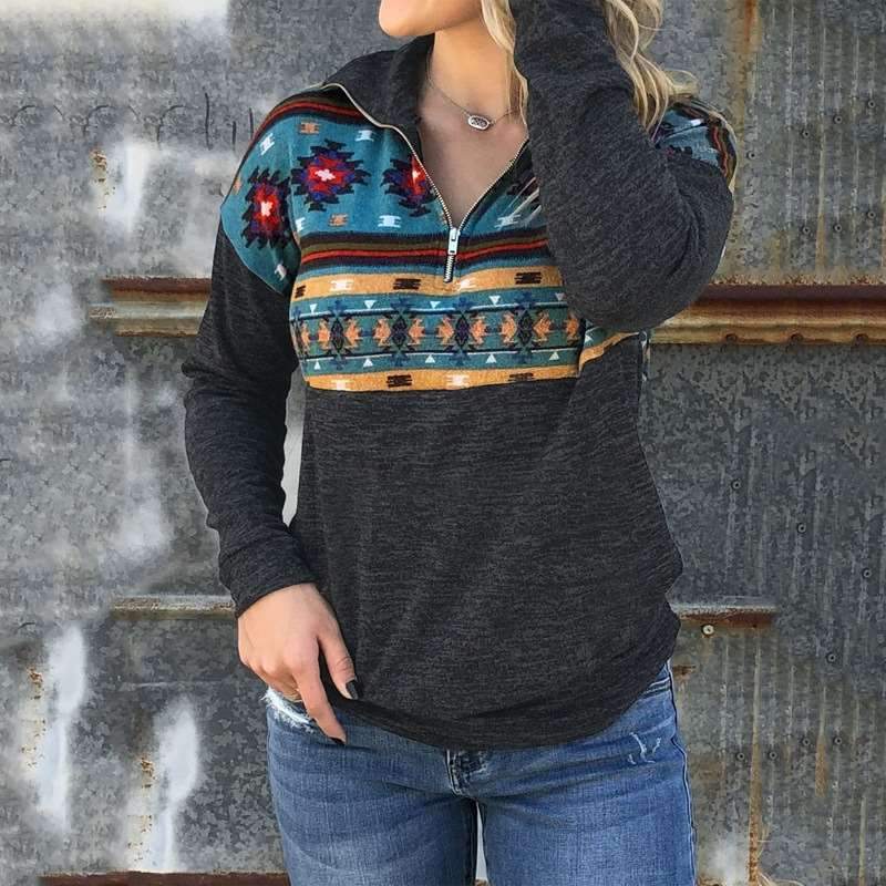 Floral Lapel Long sleeve Sweatshirts