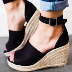 high wedges and buckles Pure Color Sandals