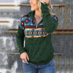Floral Lapel Long sleeve Sweatshirts