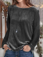 Stylish Pure Round neck Long sleeve Pleuche T-Shirts