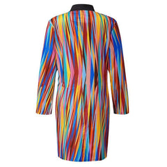 Fashion Stripe Stand collar Tee Blazer