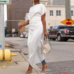 Fashion Round neck Short sleeve Knot Irregular Long T-Shirts
