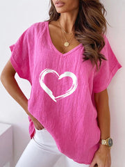 Summer printed short-sleeved V-neck shirt T-shirts blouses