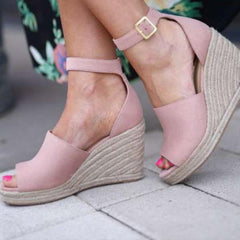 high wedges and buckles Pure Color Sandals