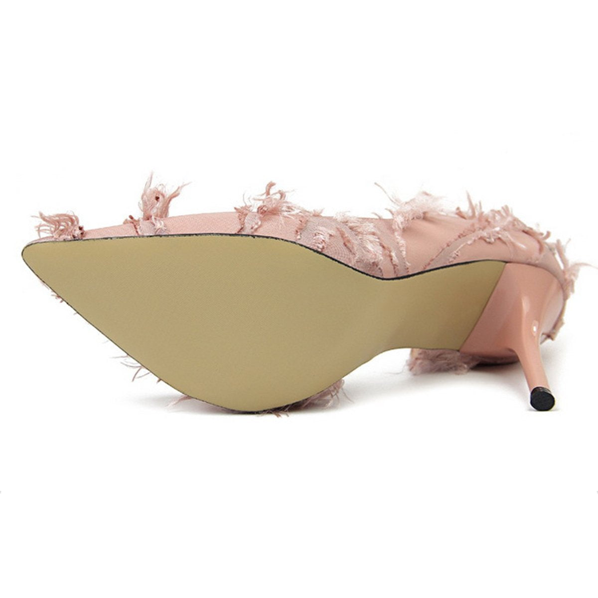 Three Colors Beautiful Elegant Feathers Woman Pumps