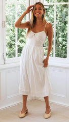 Fashion Sexy Pure Lacing V neck Vest Maxi Dresses