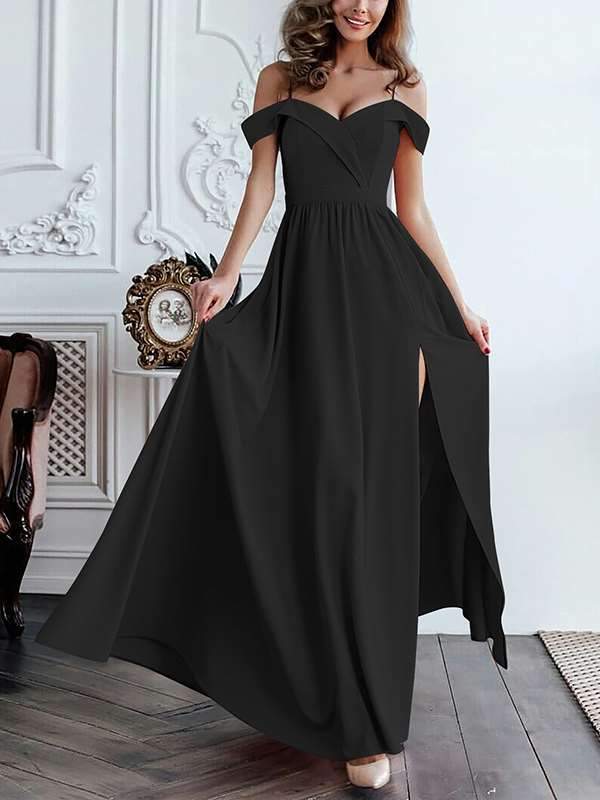 Stylish Women Long Plain Sexy Strapless Evening Dresses