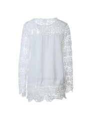 Long sleeve chiffon hollowed-out floral lace Blouse