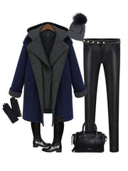Fashion Woman Thick Pattern Long Winter Coat  Woolen Overcoat