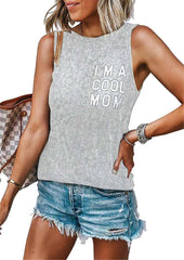 Fashion Round neck Sleeveless Word print T-Shirts
