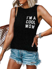Fashion Round neck Sleeveless Word print T-Shirts