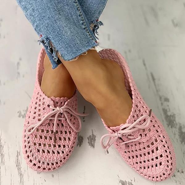 Hollow-Out Pvc Flat Heel Slippers Women shoes for summer