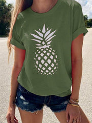Summer Pineapple Printed Women Short Sleeve T-shirts