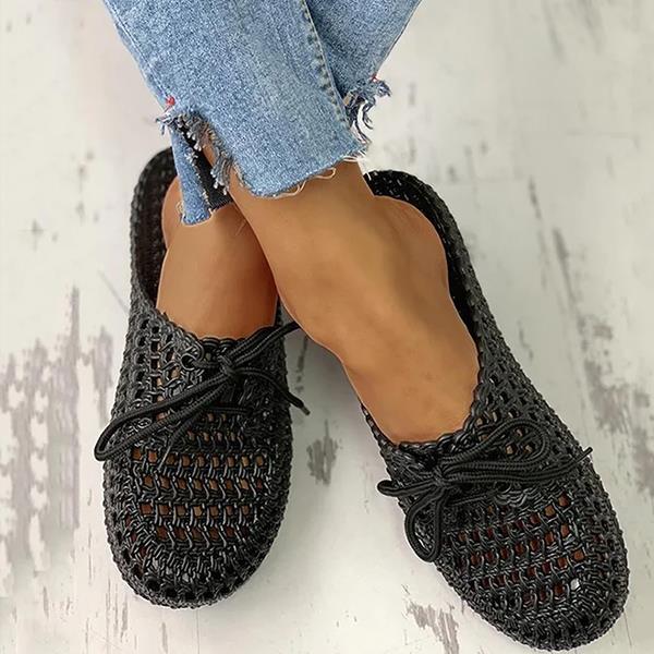 Hollow-Out Pvc Flat Heel Slippers Women shoes for summer