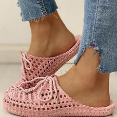 Hollow-Out Pvc Flat Heel Slippers Women shoes for summer