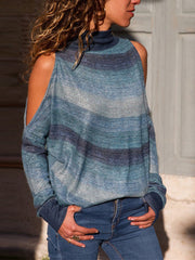 Hot Sale Woman High Neck Abstract Print Sweaters