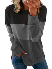 Fashion splicing hit color round neck long sleeve sweatshirts