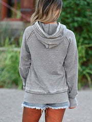 Floral Hoodie Long Sleeve Pockets Sweatshirt