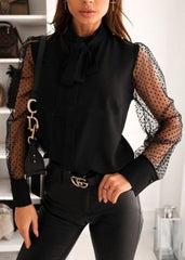 Fashion Street Solid Patchwork O Neck Tops Blouses