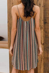 Fashion Striped Backless Spaghetti Strap Princess Dresses Vacation Dresses