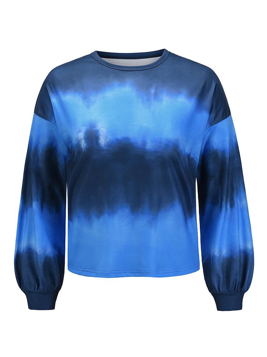 Tie Dye Lantern Sleeve Top Sweatshirts