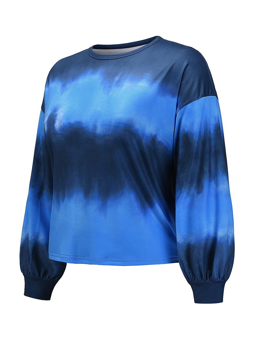 Tie Dye Lantern Sleeve Top Sweatshirts