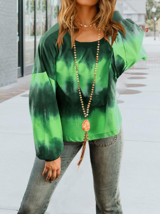 Tie Dye Lantern Sleeve Top Sweatshirts
