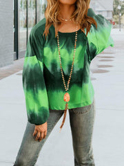 Tie Dye Lantern Sleeve Top Sweatshirts
