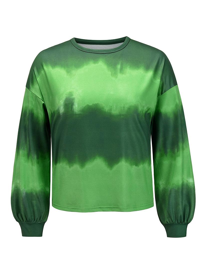Tie Dye Lantern Sleeve Top Sweatshirts