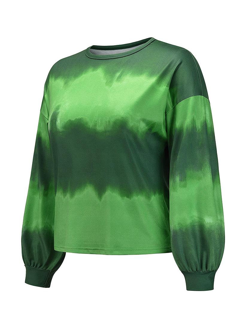 Tie Dye Lantern Sleeve Top Sweatshirts