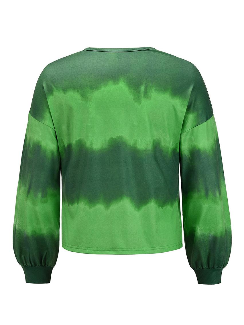 Tie Dye Lantern Sleeve Top Sweatshirts