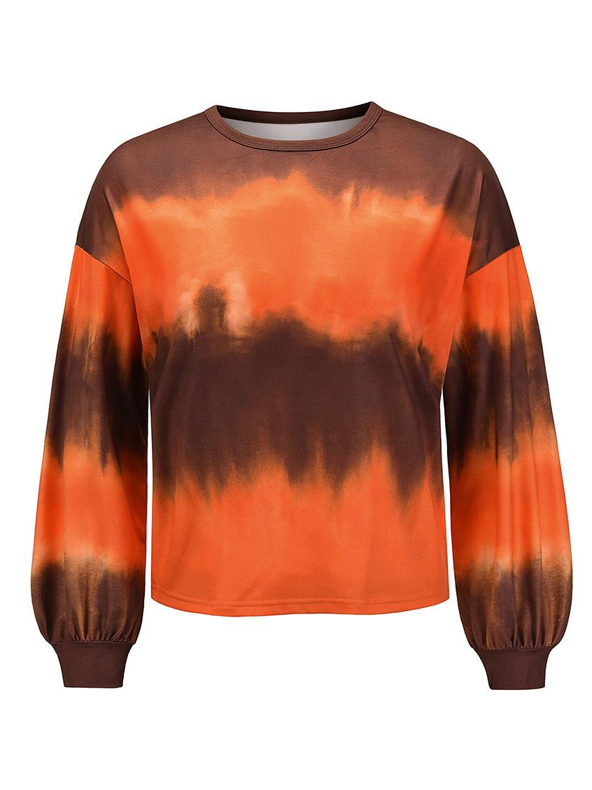 Tie Dye Lantern Sleeve Top Sweatshirts