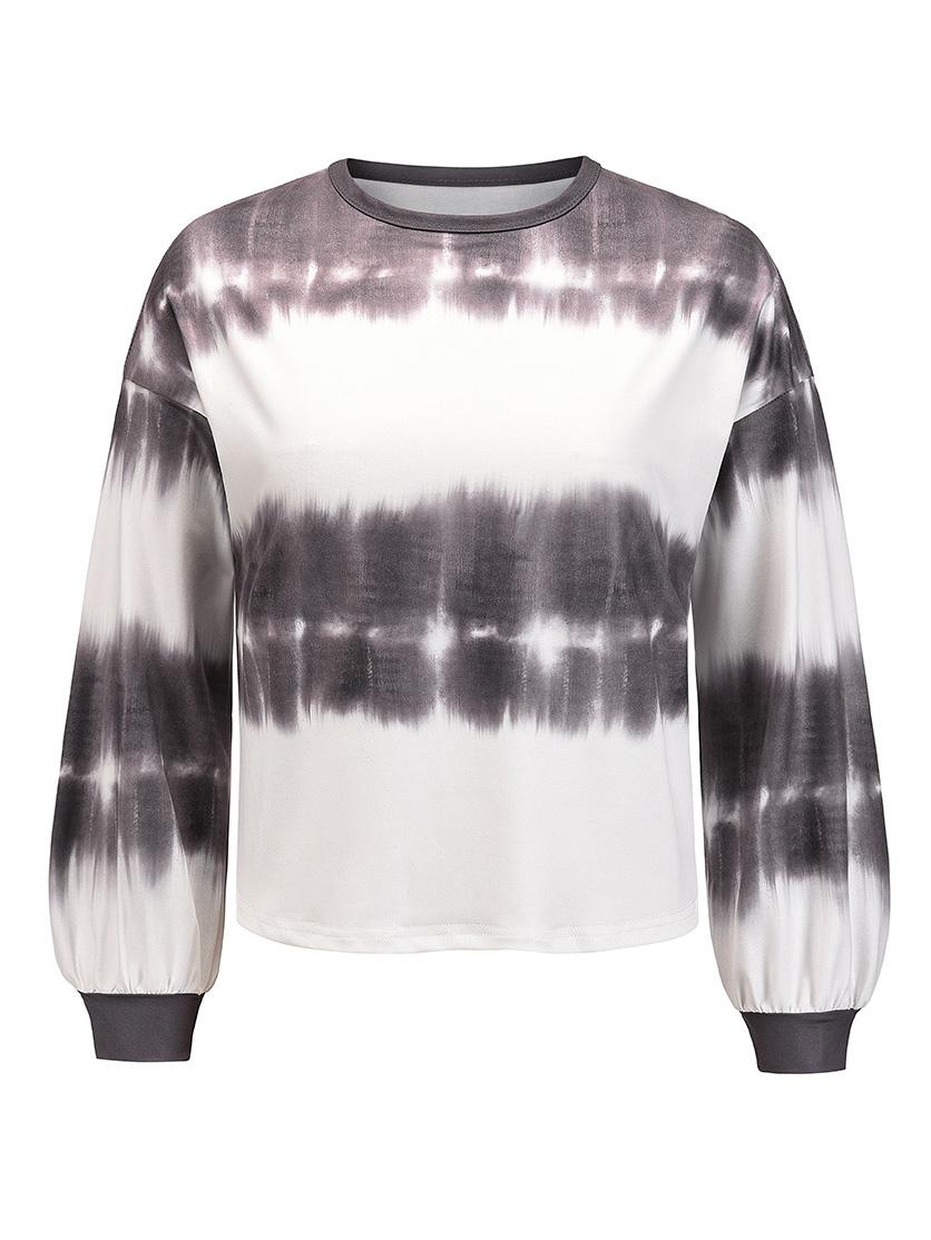 Tie Dye Lantern Sleeve Top Sweatshirts