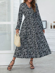 Floral Pattern Split Thigh Dress
