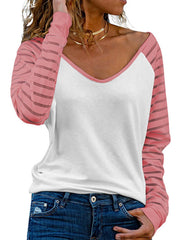 V Neck  Drop Shoulder Top Fashion T-shirts for women