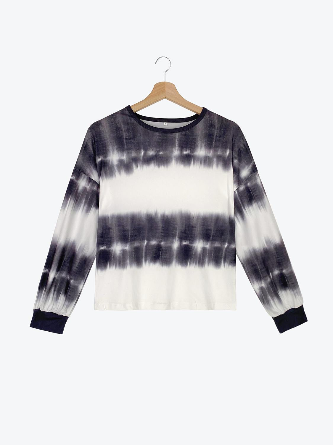 Tie Dye Lantern Sleeve Top Sweatshirts