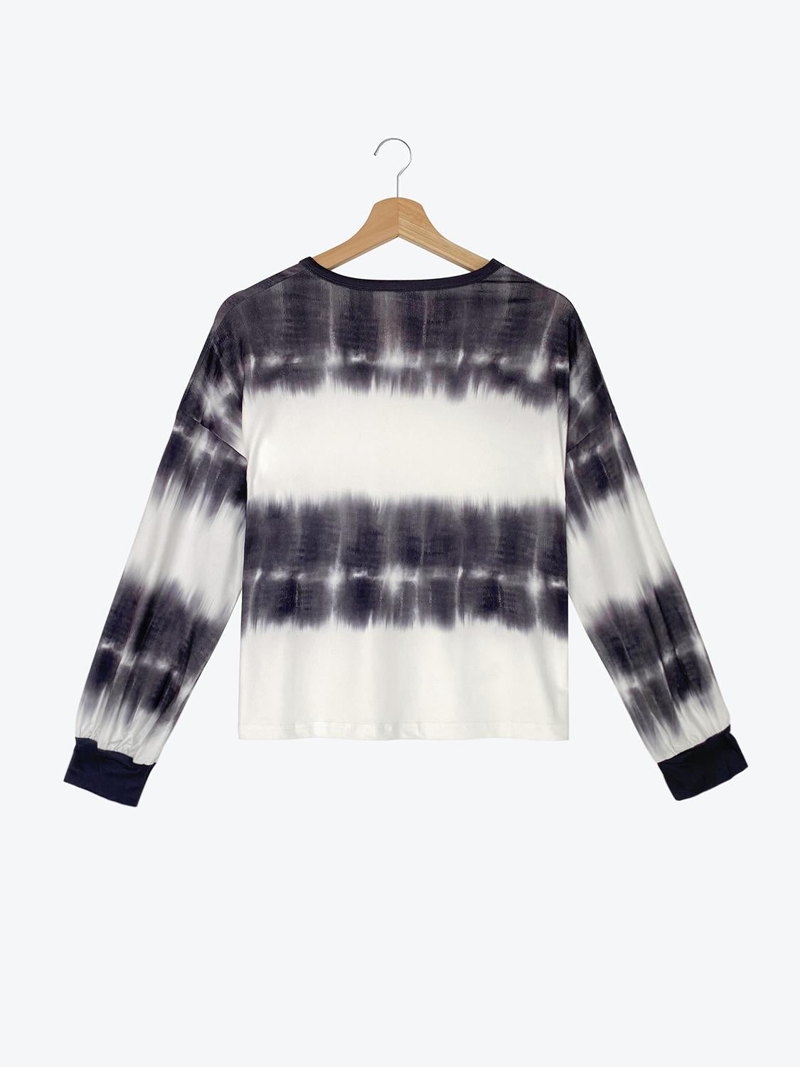 Tie Dye Lantern Sleeve Top Sweatshirts