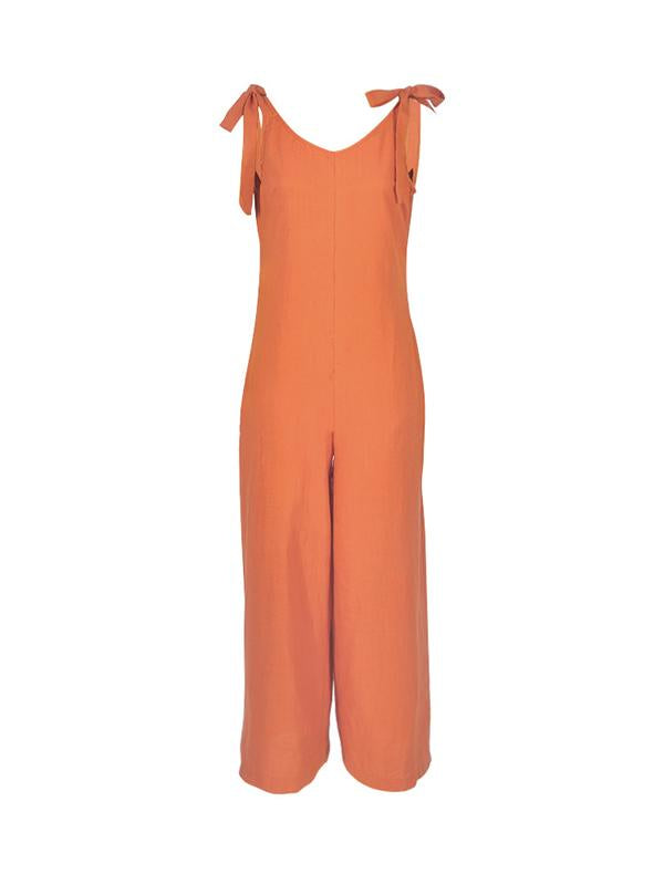 Fashion Woman Tie Loose Jumpsuits