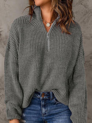 Fashion Solid Zipper Collar Sweaters(8 Colors)