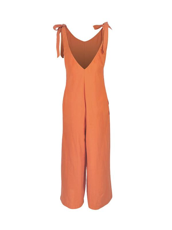 Fashion Woman Tie Loose Jumpsuits