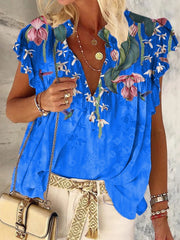 Stylish printed short sleeve women tops blouses